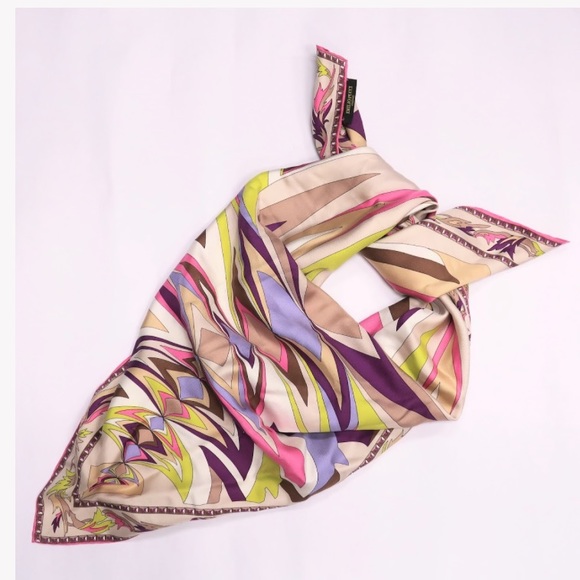 authentic EMILIO PUCCI hand rolled SILK SCARF $650 - Picture 2 of 8